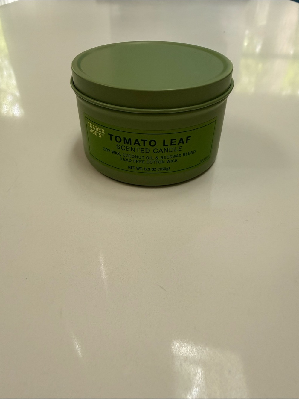 Trader Joe's Tomato Leaf Scented Candle - Green